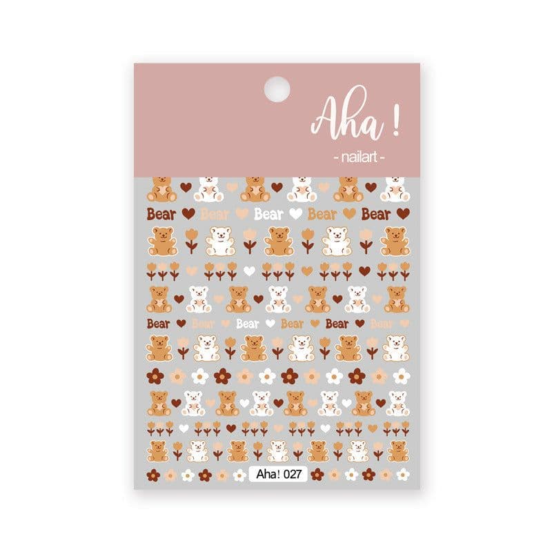 image-Nail Art Love Bear Stickers Cartoon Flower Bear Adhesive Decals