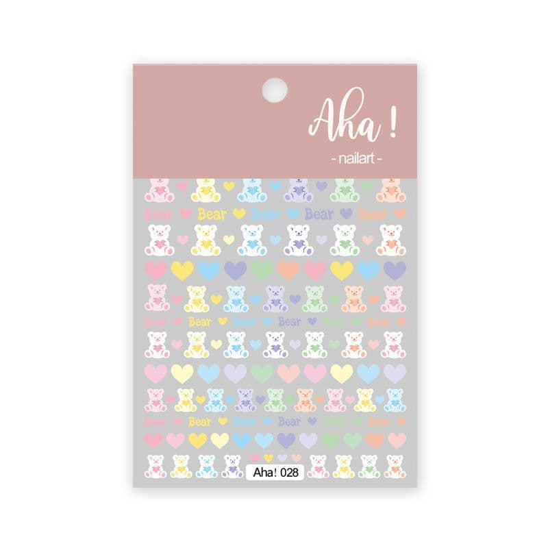 image-Nail Art Love Bear Stickers Cartoon Flower Bear Adhesive Decals