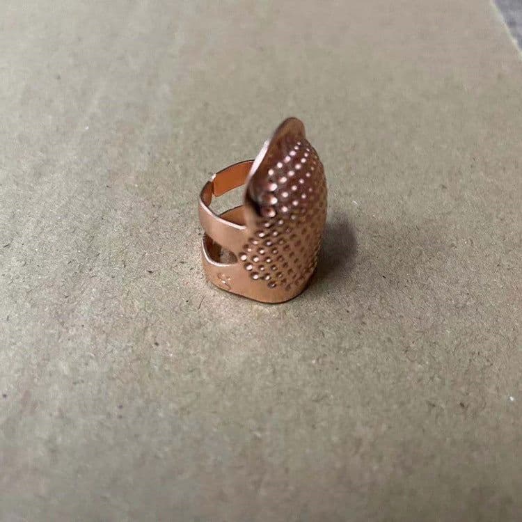 image-Adjustable Copper Thimble for Cross-Stitch Sewing - Red Bronze M
