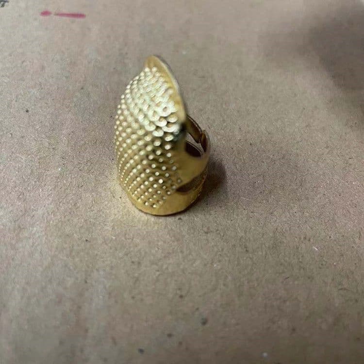 image-Adjustable Copper Thimble for Cross-Stitch Sewing - Red Bronze M