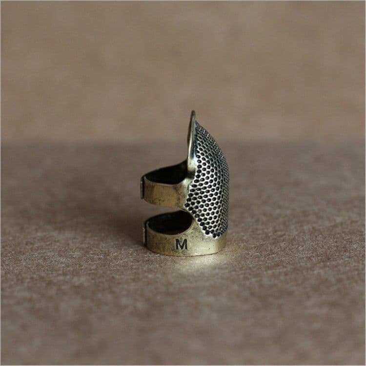 image-Adjustable Copper Thimble for Cross-Stitch Sewing - Red Bronze M