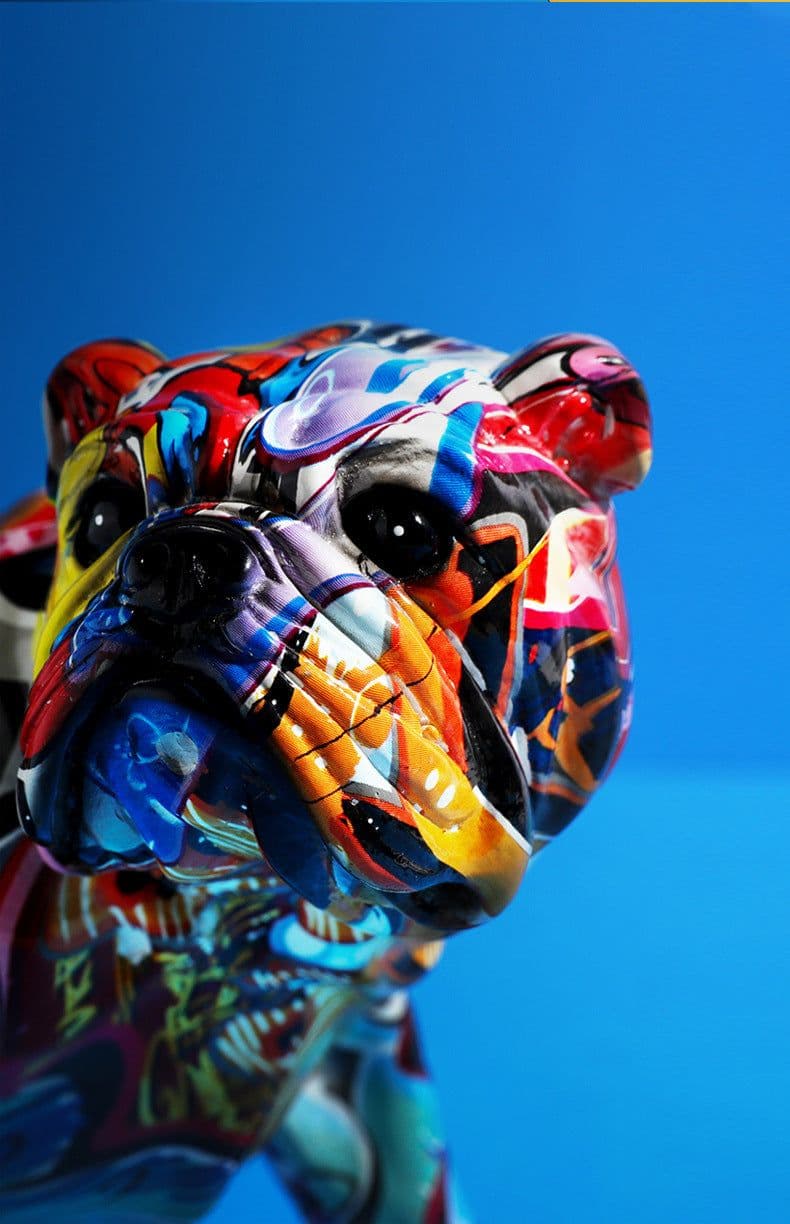 image-Resin Dog Figurine Sculpture Home Decor Water Transfer Print