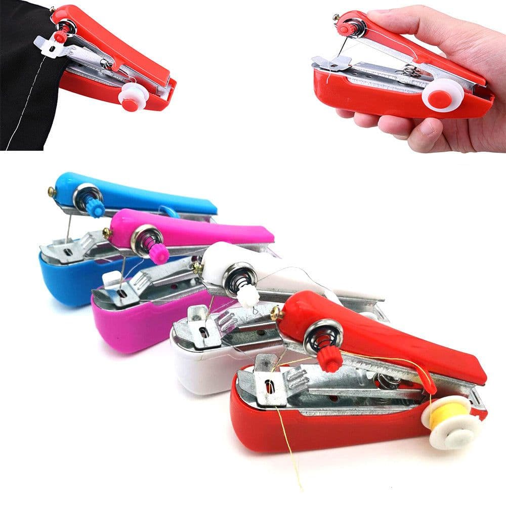image-Handheld Mini Portable Sewing Machine Manual Household Double Needle