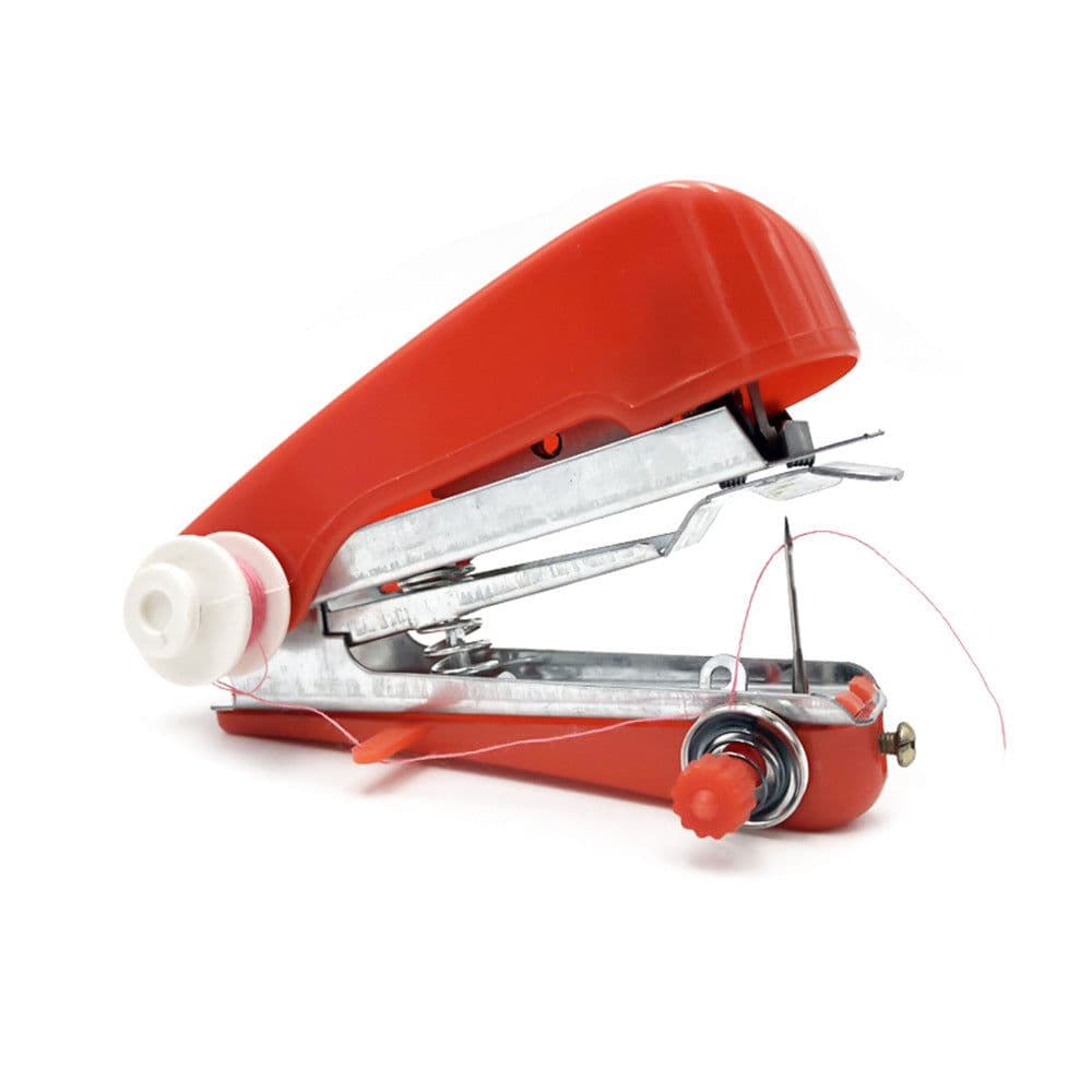 image-Handheld Mini Portable Sewing Machine Manual Household Double Needle