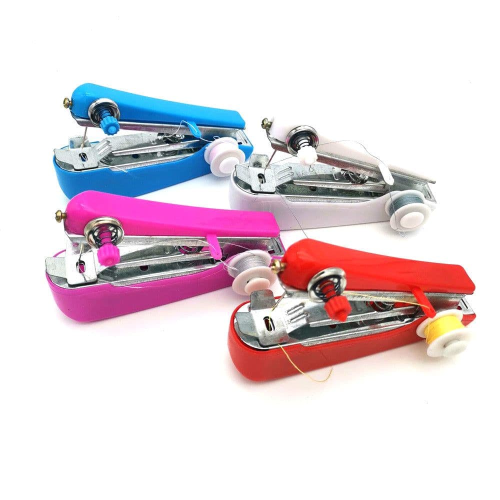 image-Handheld Mini Portable Sewing Machine Manual Household Double Needle