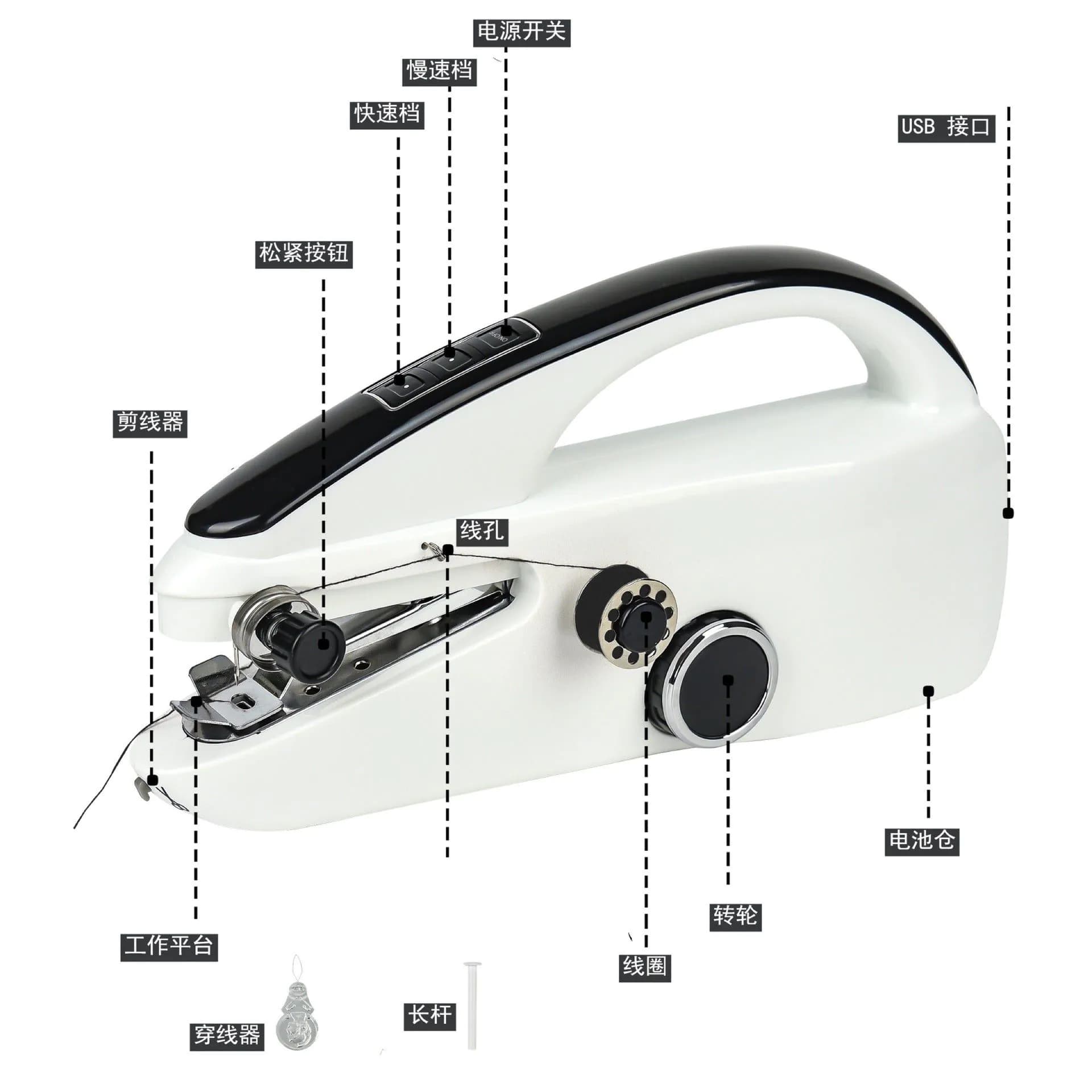 image-Mini Portable Electric Sewing Machine with Thread Cutter