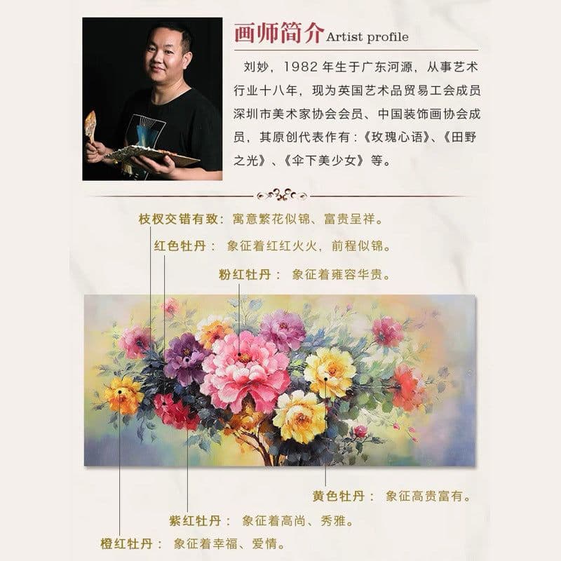 image-Mona Lisa Peony Cross Stitch Kit 180x80cm New Chinese Style