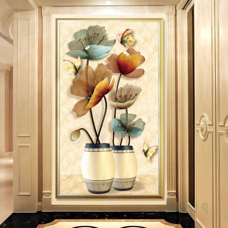image-Cross Stitch Kit Flower Vase Pattern 92x180cm Living Room Embroidery