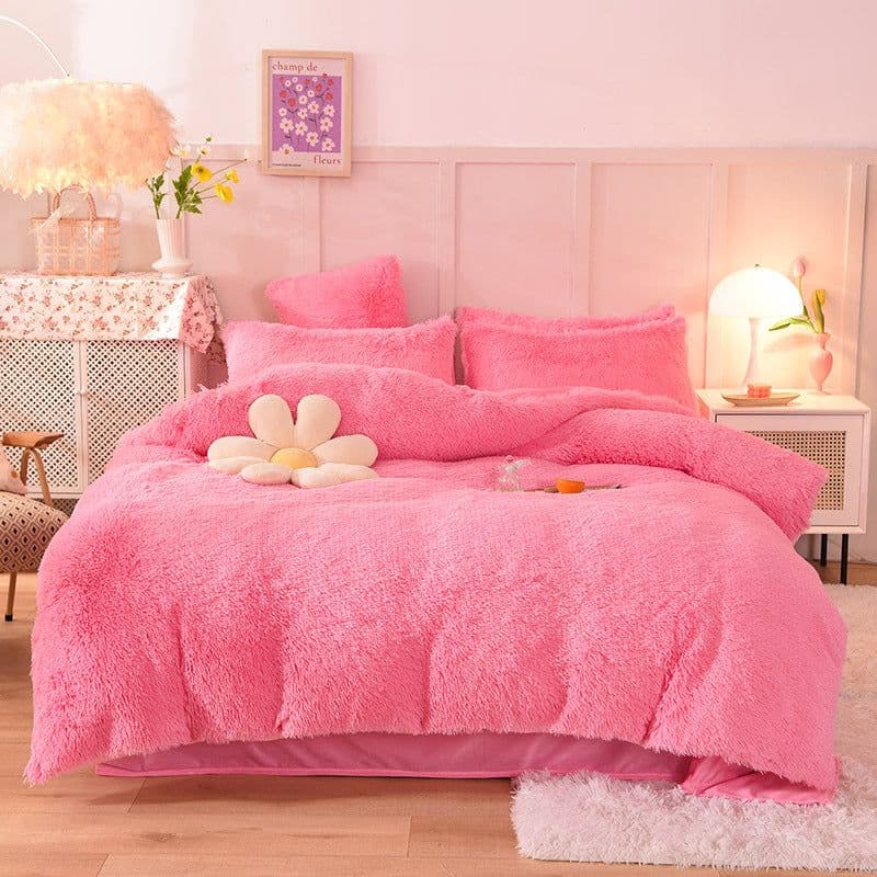 image-Mink Velvet 4-Piece Bedding Set Queen Matcha Green Quilt Cover