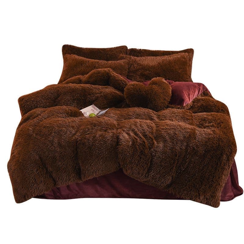 image-Mink Velvet 4-Piece Bedding Set Queen Matcha Green Quilt Cover