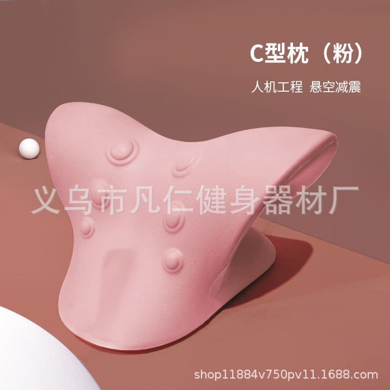 image-Cervical Neck Massage Traction Pillow C-Type EVA 6 Head Massager