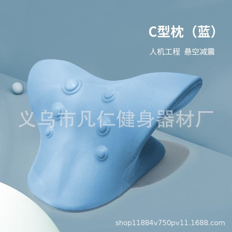 image-Cervical Neck Massage Traction Pillow C-Type EVA 6 Head Massager