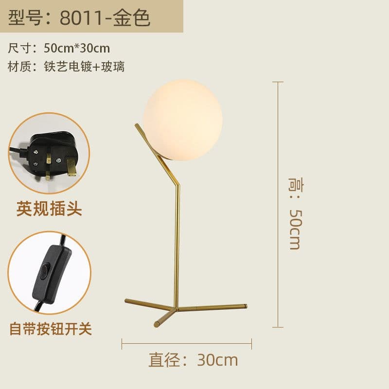 image-Nordic Modern Table Lamp E27 Black Glass Shade 12W