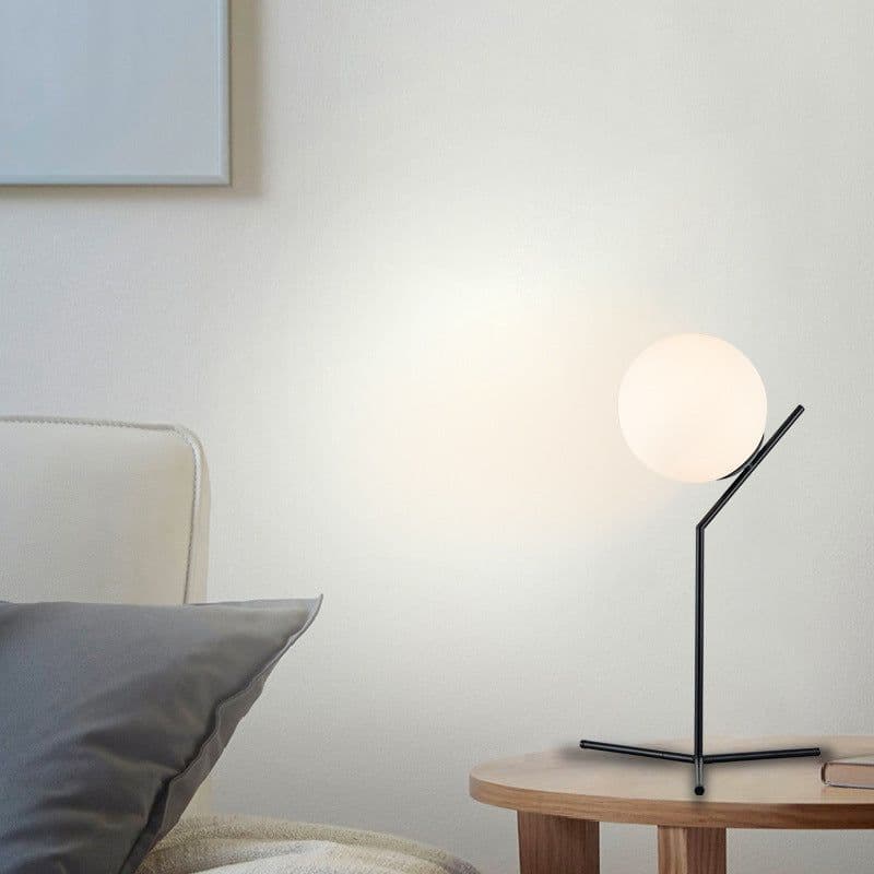 image-Nordic Modern Table Lamp E27 Black Glass Shade 12W