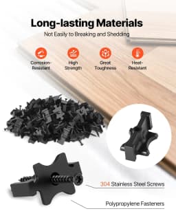 image-VEVOR 600PCS Hidden Deck Fasteners for Composite Decking Board, Universal Composite T Clips & Plastic Hidden Fasteners with Metal Screws,Polypropylene PP Clips Works with 0.26 inch Gaps, Black