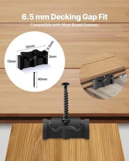 image-VEVOR 600PCS Hidden Deck Fasteners for Composite Decking Board, Universal Composite T Clips & Plastic Hidden Fasteners with Metal Screws,Polypropylene PP Clips Works with 0.26 inch Gaps, Black