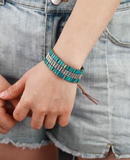 image-Koysko Emperor Stone Beaded Braided Bracelet Orange Heart Charm