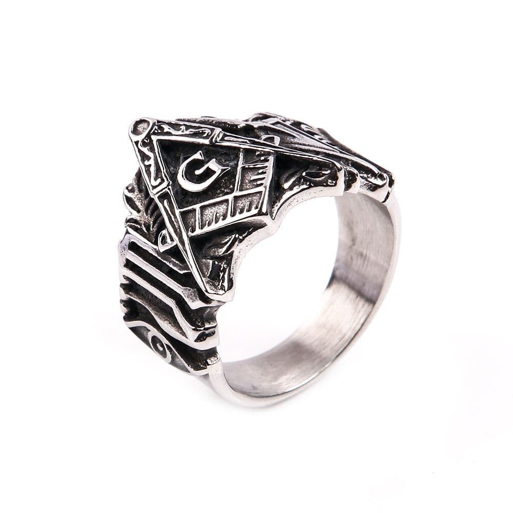 image-Haiteng Stainless Steel Masonic Templar Ring for Men