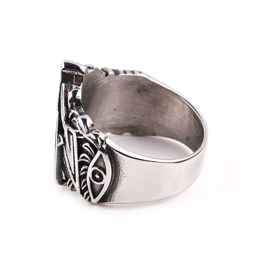 image-Haiteng Stainless Steel Masonic Templar Ring for Men