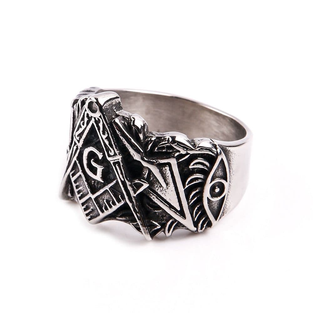 image-Haiteng Stainless Steel Masonic Templar Ring for Men
