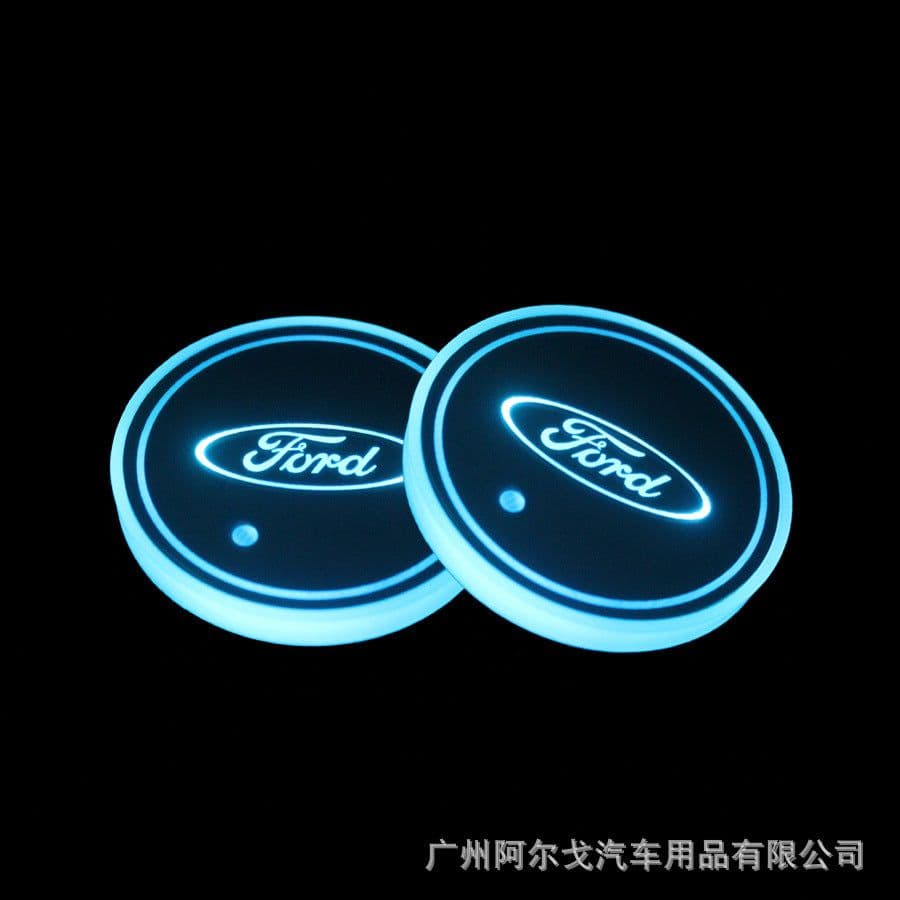 image-LED Car Cup Holder Coaster with Colorful Light Acrylic