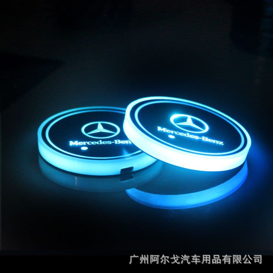 image-LED Car Cup Holder Coaster with Colorful Light Acrylic