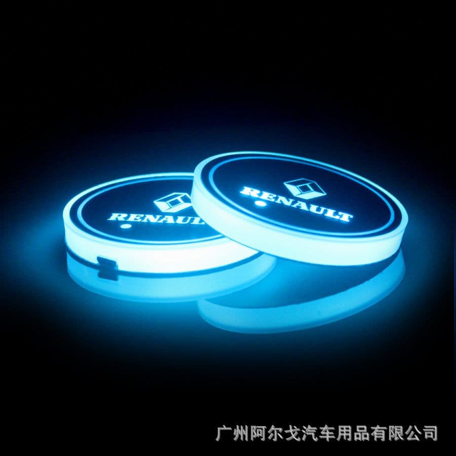 image-LED Car Cup Holder Coaster with Colorful Light Acrylic