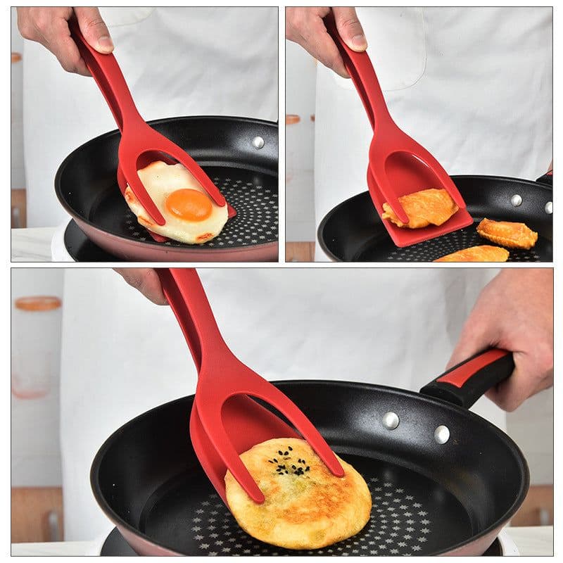 image-Nylon Pancake Spatula Egg Turner 2-in-1 Kitchen Tool