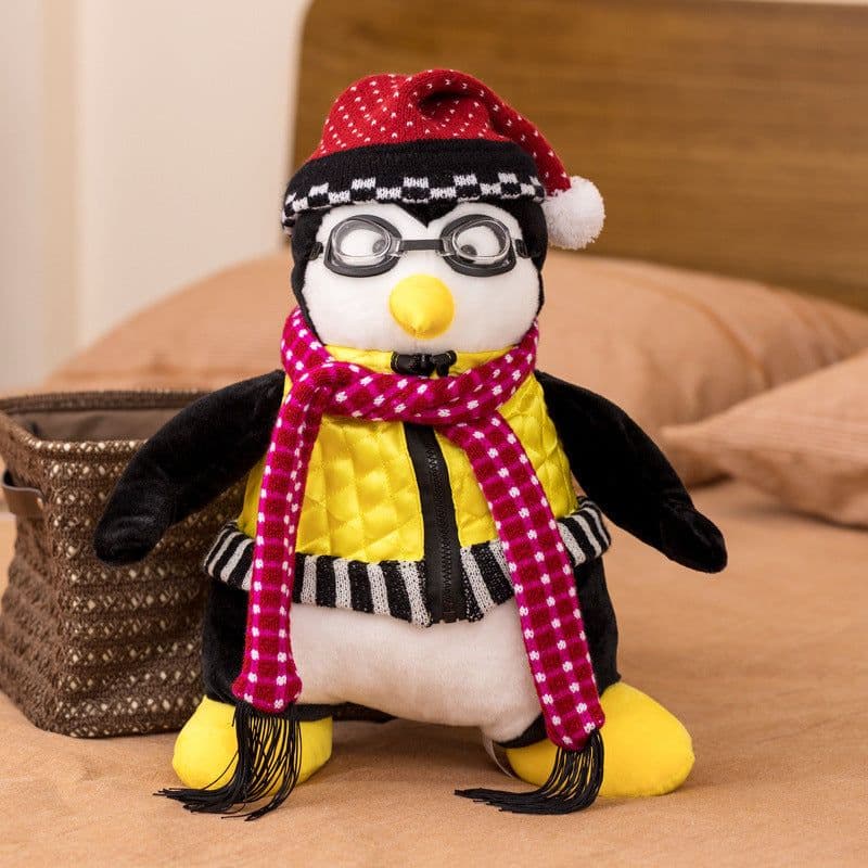 image-Friends Hugsy Penguin Plush Toy Doll 25cm Orange Vest