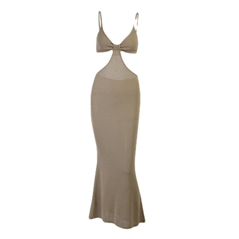 image-25477P Backless Sling Dress Hollow Out Long Elegant Sexy Dress