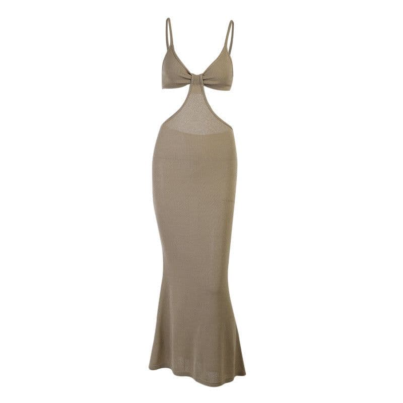 image-25477P Backless Sling Dress Hollow Out Long Elegant Sexy Dress