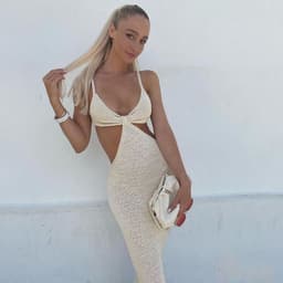 image-25477P Backless Sling Dress Hollow Out Long Elegant Sexy Dress