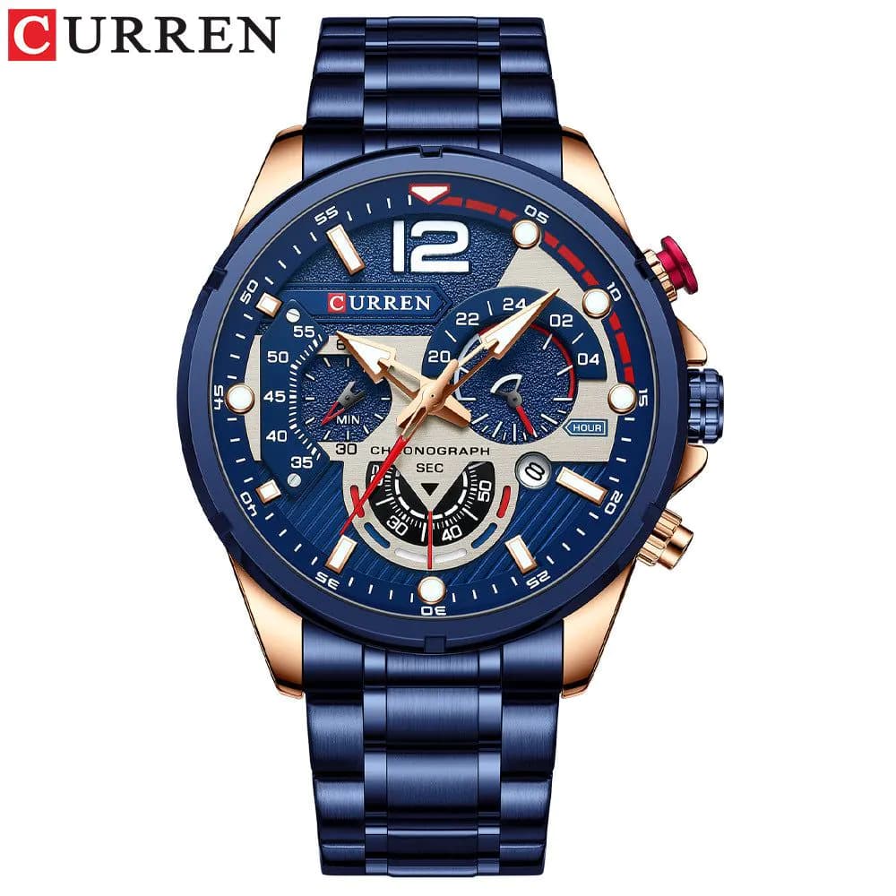 image-Curren 8395 Men's Quartz Watch Stainless Steel Sports Watch