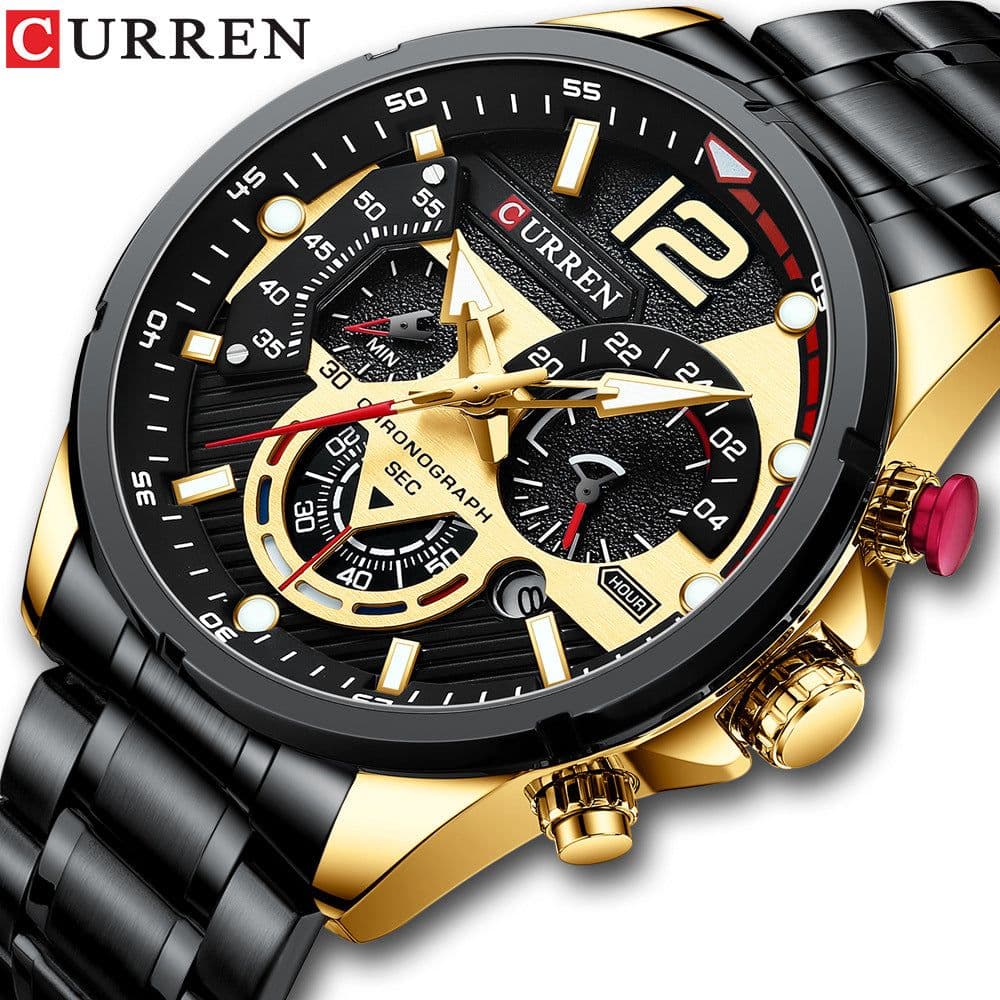 image-Curren 8395 Men's Quartz Watch Stainless Steel Sports Watch