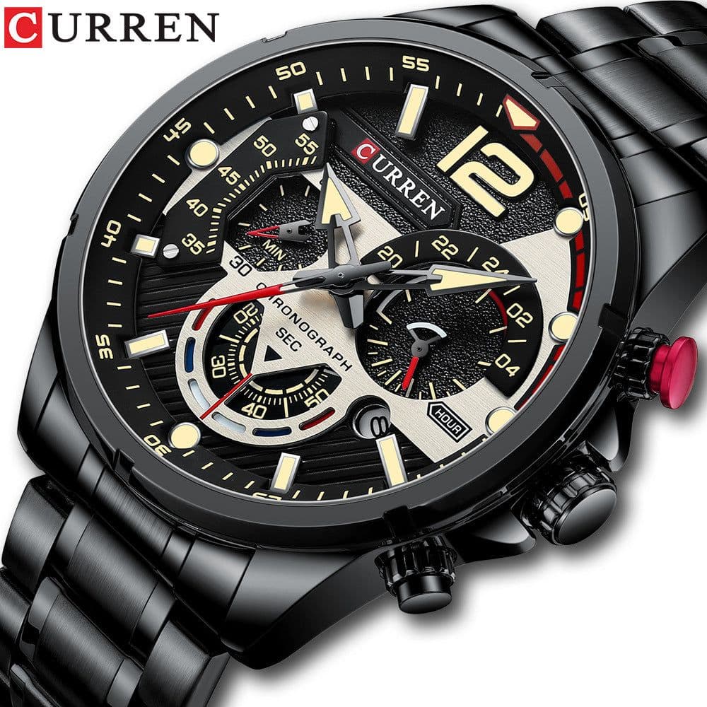 image-Curren 8395 Men's Quartz Watch Stainless Steel Sports Watch
