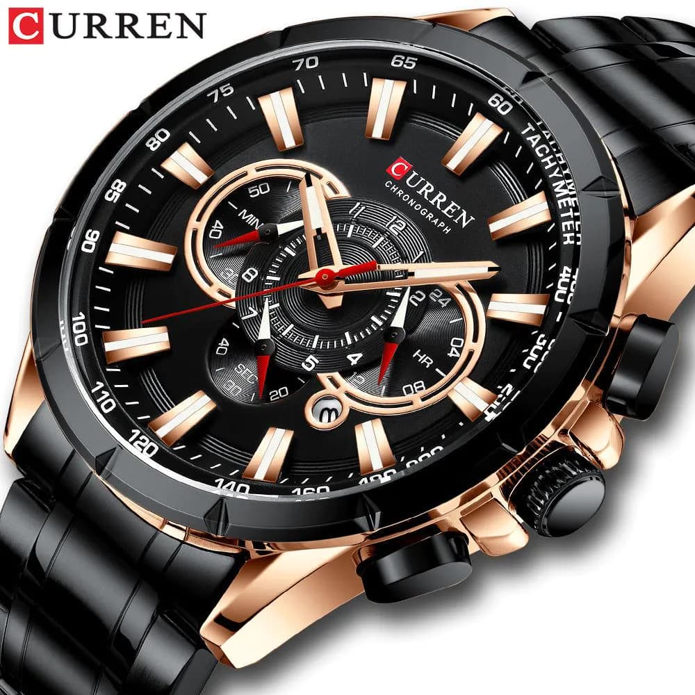 image-Curren 8363 Men's Quartz Watch Steel Band Business Calendar 48mm