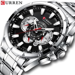 image-Curren 8363 Men's Quartz Watch Steel Band Business Calendar 48mm