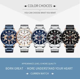 image-Curren 8363 Men's Quartz Watch Steel Band Business Calendar 48mm
