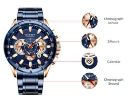 image-Curren 8363 Men's Quartz Watch Steel Band Business Calendar 48mm