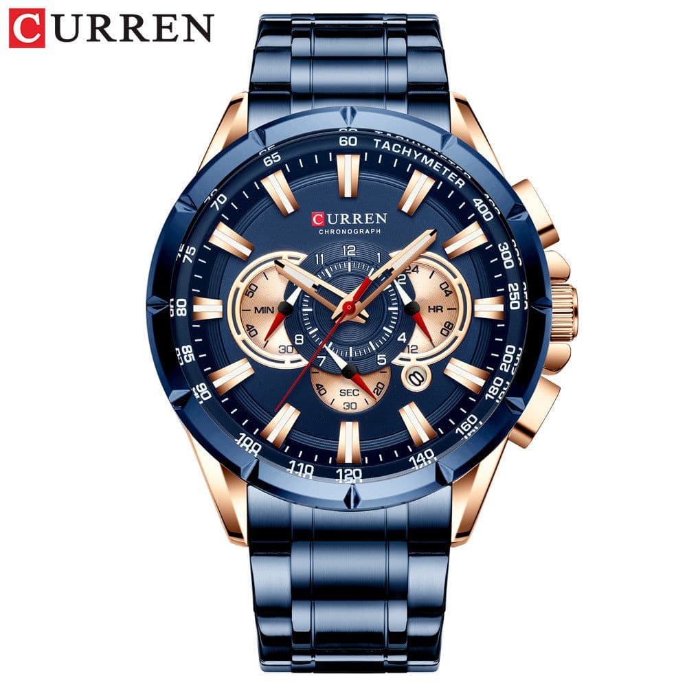 image-Curren 8363 Men's Quartz Watch Steel Band Business Calendar 48mm