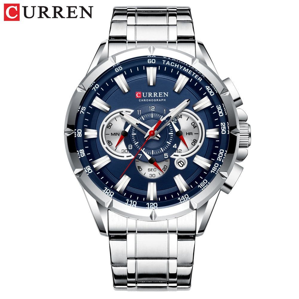 image-Curren 8363 Men's Quartz Watch Steel Band Business Calendar 48mm