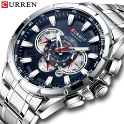 image-Curren 8363 Men's Quartz Watch Steel Band Business Calendar 48mm