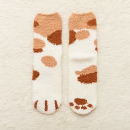 image-Coral Fleece Cat Claw Sleep Socks Mid-Tube Cartoon Winter Warm