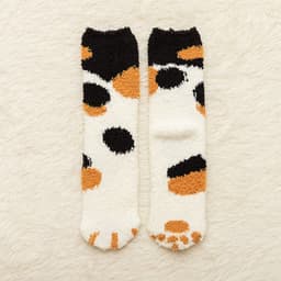 image-Coral Fleece Cat Claw Sleep Socks Mid-Tube Cartoon Winter Warm