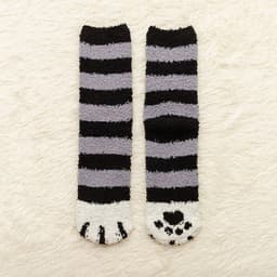 image-Coral Fleece Cat Claw Sleep Socks Mid-Tube Cartoon Winter Warm