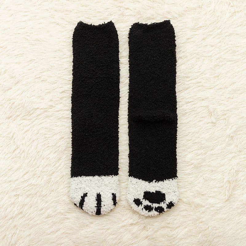 image-Coral Fleece Cat Claw Sleep Socks Mid-Tube Cartoon Winter Warm