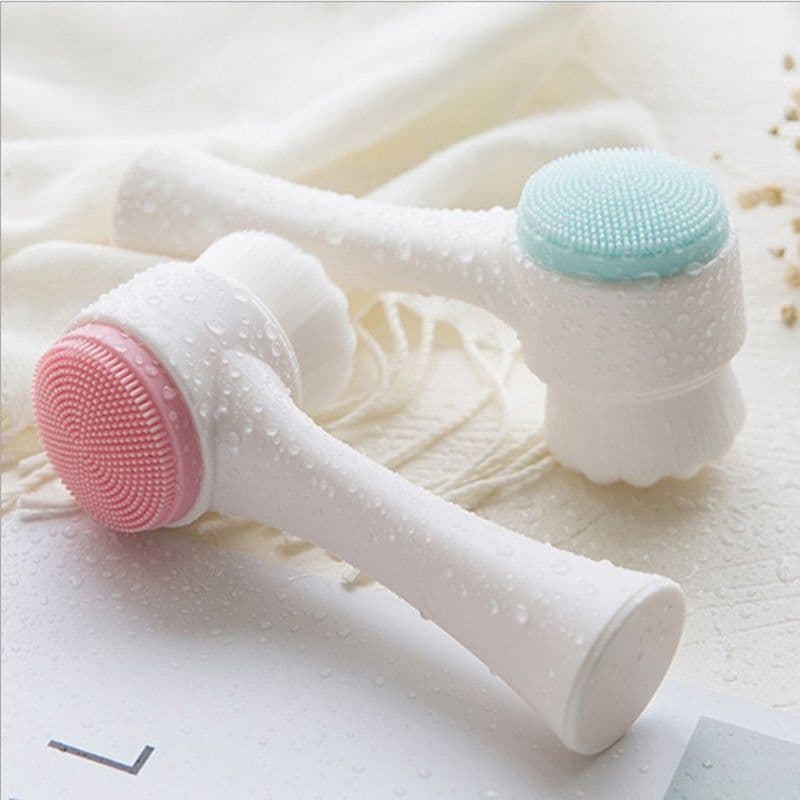 image-Silicone Face Cleansing Brush Double-Sided Manual Massager