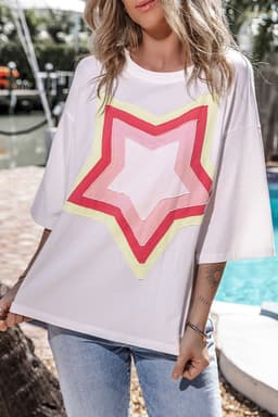 image-Moonlight Jade Colorblock Star Patched Half Sleeve Tee