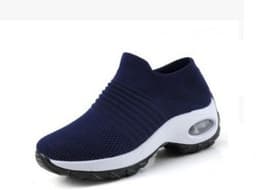 image-Women's Mesh Knit Sock Sneakers Low Wedge Heel Air Cushion Shoes