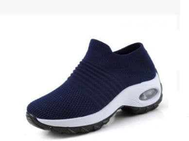 image-Women's Mesh Knit Sock Sneakers Low Wedge Heel Air Cushion Shoes